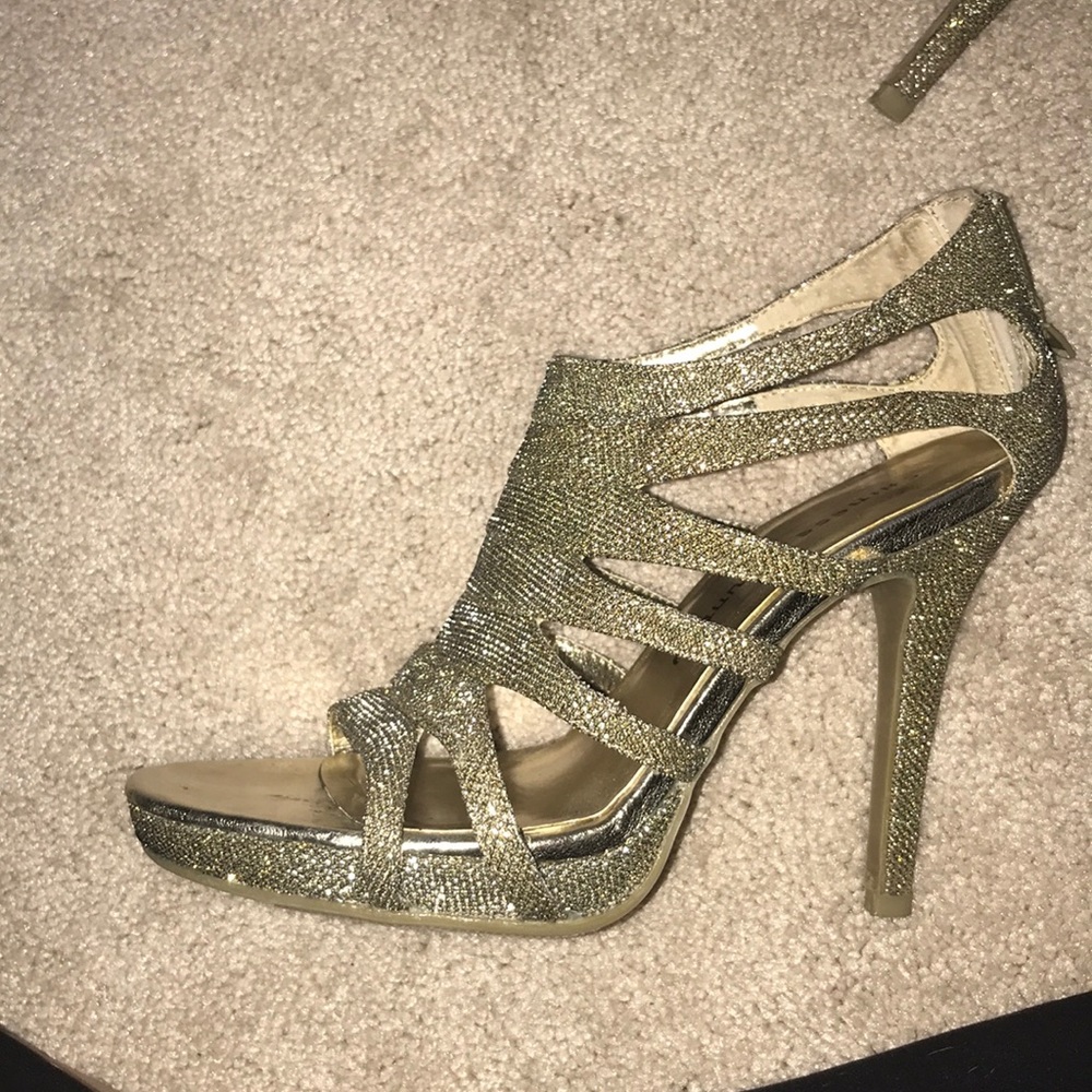 Gold shimmer heels